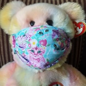 Pastel Pretty Kitty Cat Face Mask 2 Layer w/Pocket